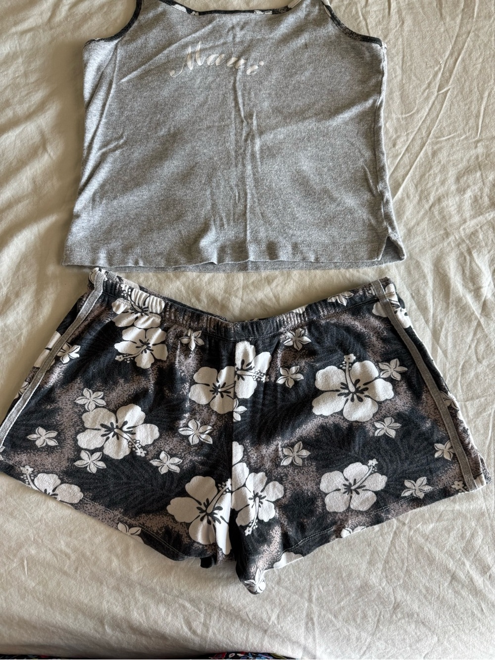 Maui Grey Camisole & Black Floral Sleep Shorts Set - Picture 11 of 16